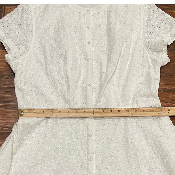 UNTUCKit For Her Farrah Eyelet Button Front Shirt Dress 14 White 40614 - Picture 5 of 6